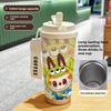 Large-capacity Stainless Steel High-value Double-drink Thermos Cup, Seven Straws, Car Coffee Cup, Cute