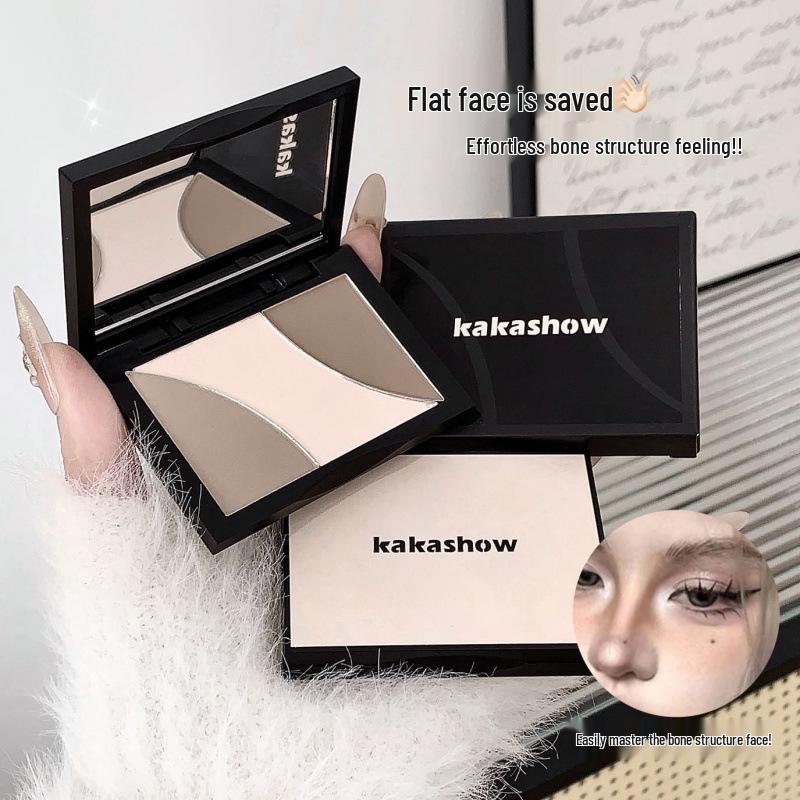 Kakashow 3D Contouring Palette: Light & Shadow Three-Color All-in-One for Sculpting & Nose Shadowing