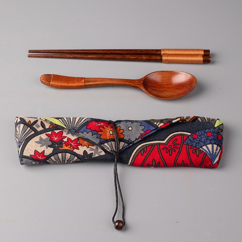 Creative Tableware Chopsticks Spoon Cloth Bag Kit High-End Gift Chopstick and Spoon Chinese Style Festive Gift