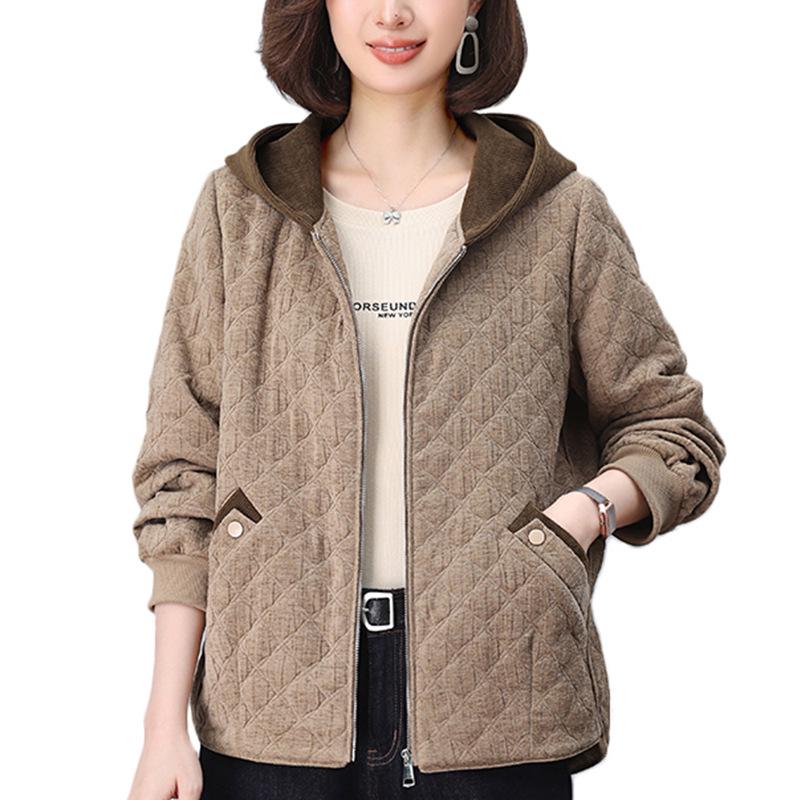 Women's Hooded Spliced Jacket - Spring/Autumn 2024 Fashion: Casual, Loose, Slimming Short Style for Petite and Moms