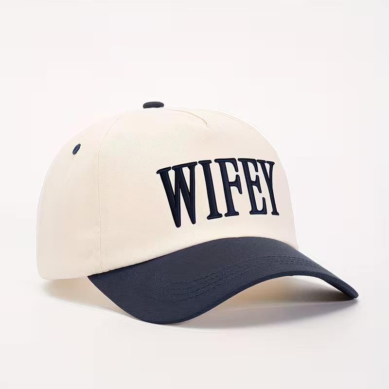 MLFO WIFEY Embroidered ColorBlock SoftTop Baseball Cap Unisex Hat WoUnisexs Summer Fashion CurvedBrim Hat Unisex Y2K Couple Hat