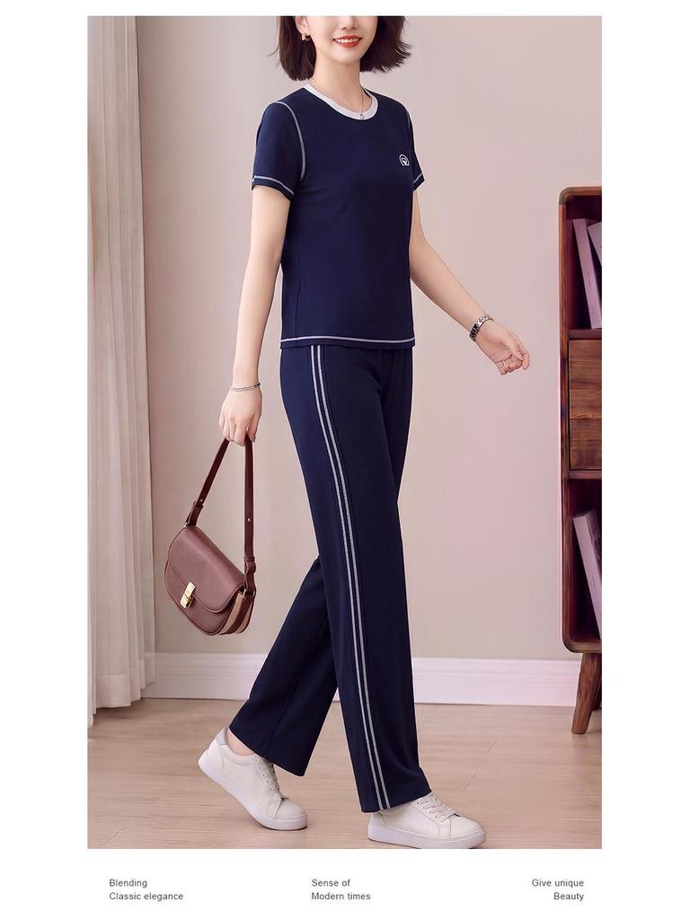 Trendy Summer 2026 Women's Two-Piece Set: Short-Sleeve Top and Loose Trousers