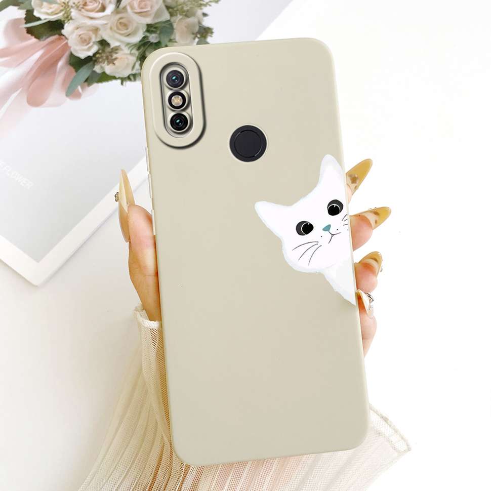 For Xiaomi Mi A2 Case Cute Cartoon Cat Flower Silicone Back Cover For Xiaomi Mi a2 MI 6X M1804D2SG M1804D2SI Phone Shell Bumper