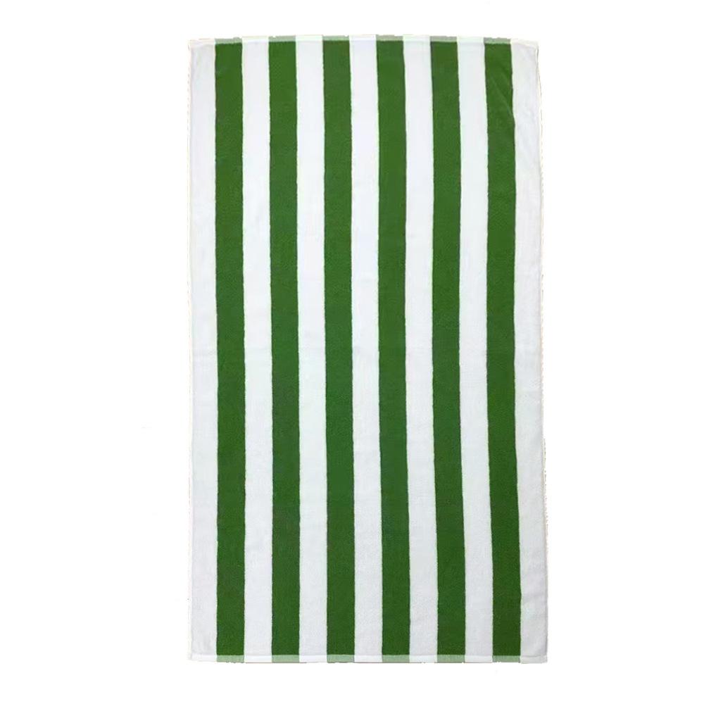 Striped Summer Beach Towel 75x152cm Cotton Absorbent Jacquard Yarn-Dyed for Pool & Hotel Bathroom Use 75152cm&75*152cm/438gsm зелёный