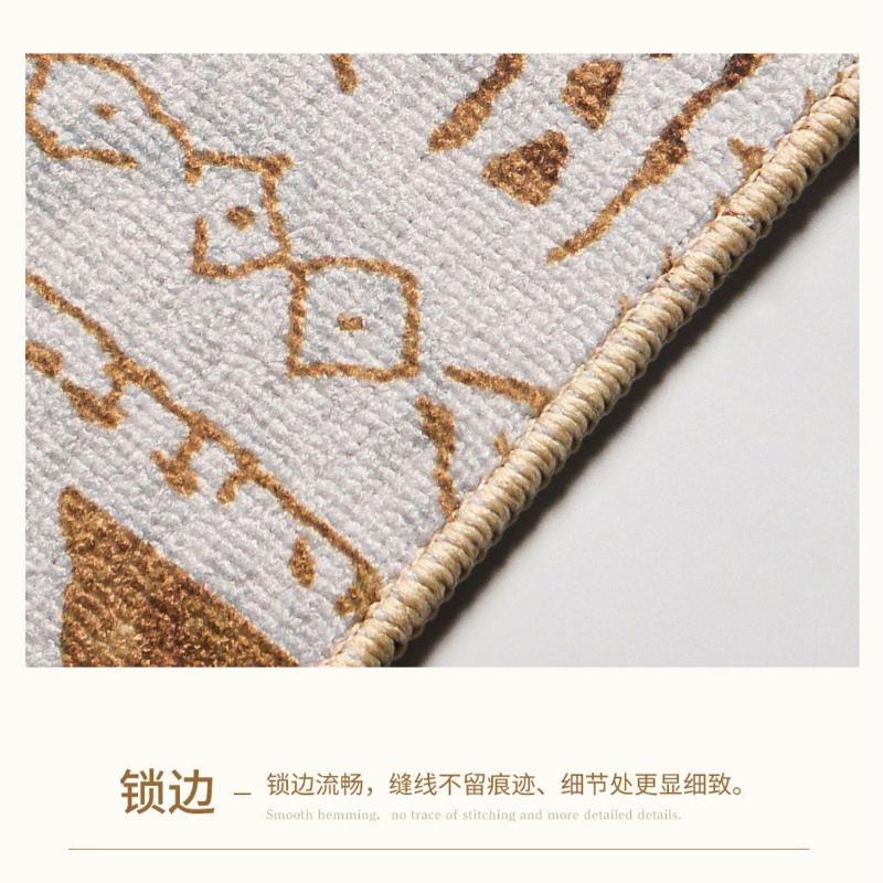 American Retro Rugs for Bedroom Soft Non-slip Lounge Rug Large Area Washable Living Room Decoration Rectangular Plaid Floor Mat