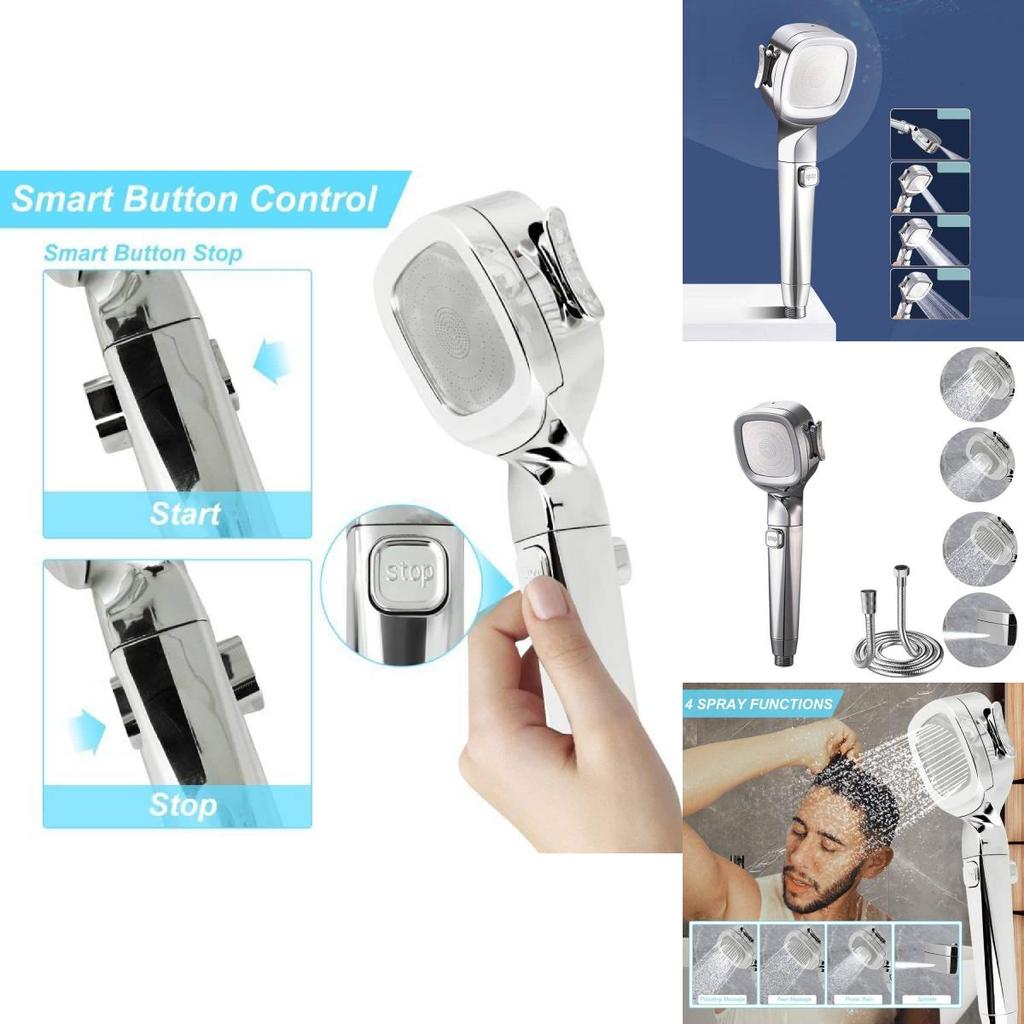 Supercharged Shower Head Set, Stainless Steel Material, Rainfall Function, Four Gear Adjustment