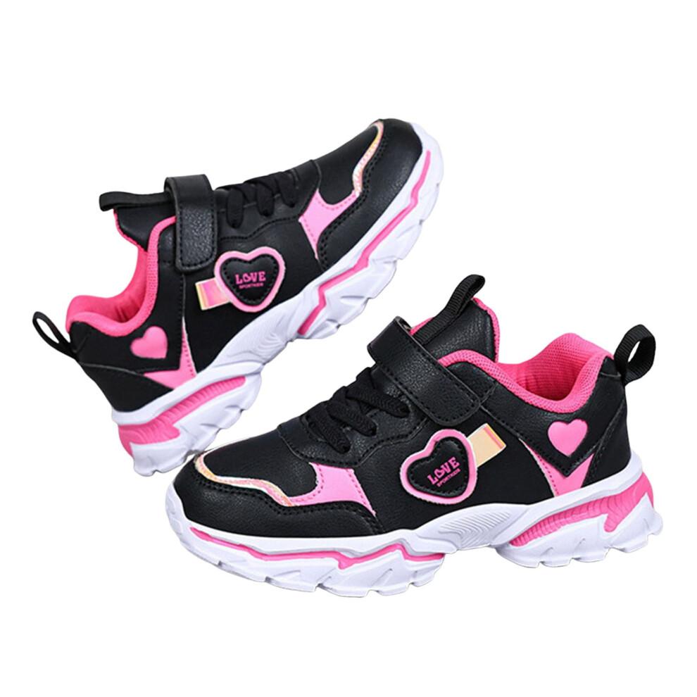 Toddler Girl Light-Up Sneakers, Durable & Comfortable Casual Shoes for Outdoor Play – Black, Size 4.5-5 Years
