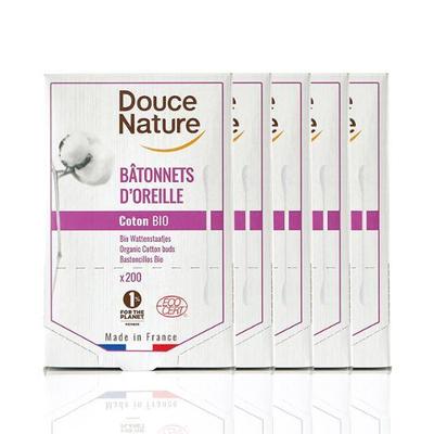 Dusnatur French Organic Cotton Swabs 200 Pieces X 5 Packs