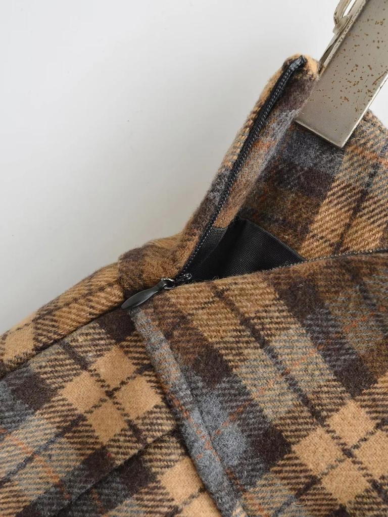 American Retro Plaid Low-Waist Pleated Skirt – 2026 Spring/Autumn College Style