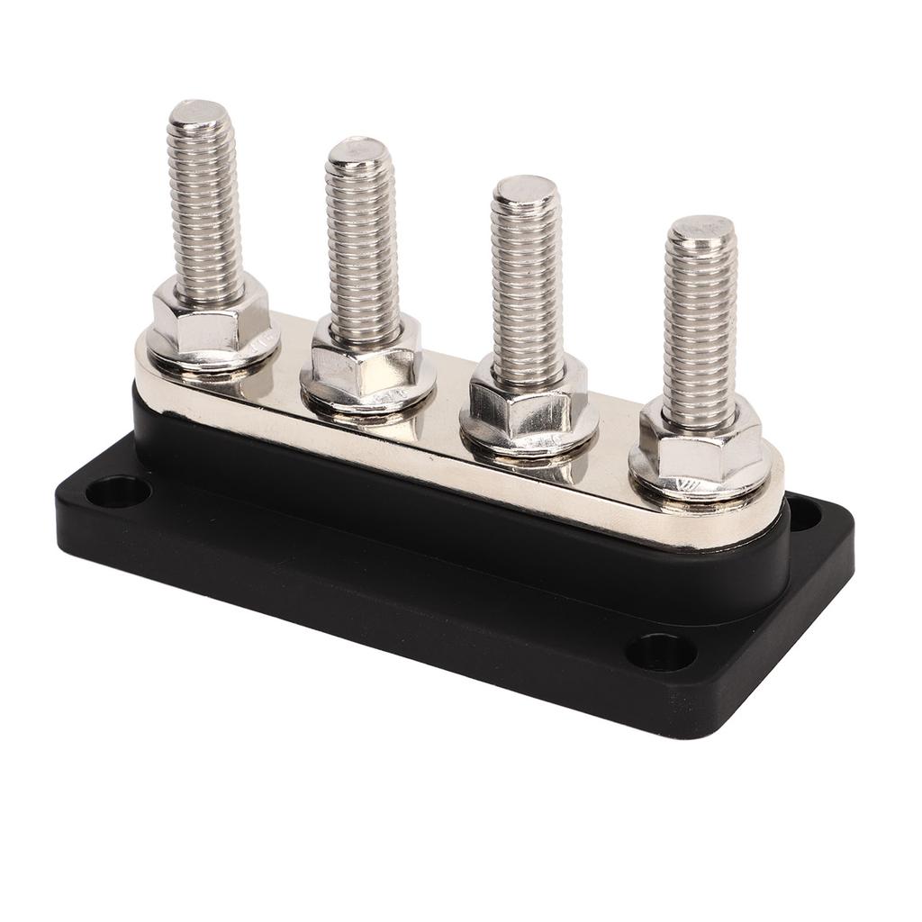 4 Post Power Distribution Block 3 8inch M10 Studs Battery Bus Bar with Cover DC12V to 48V 300A for Cars Boats RVs Black