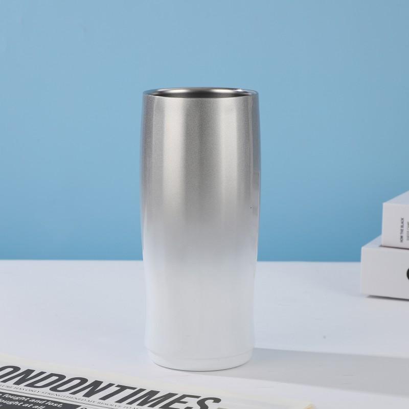 304 Stainless Steel Vacuum Insulated Travel Mug 20oz Oval Car Cup Portable Thermos Office Outdoor Commute
