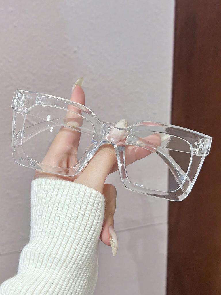 1/2Pcs Women's Square Frame Tortoiseshell Color Glasses Transparent Lens Simple Classic Style Suitable for Daily Travel
