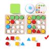 Match Shapes and Colors Board Wooden Montessori Educational Tabletop Building Boys and Christmas Brain Card Educational Party Ages 6 and Up Game,