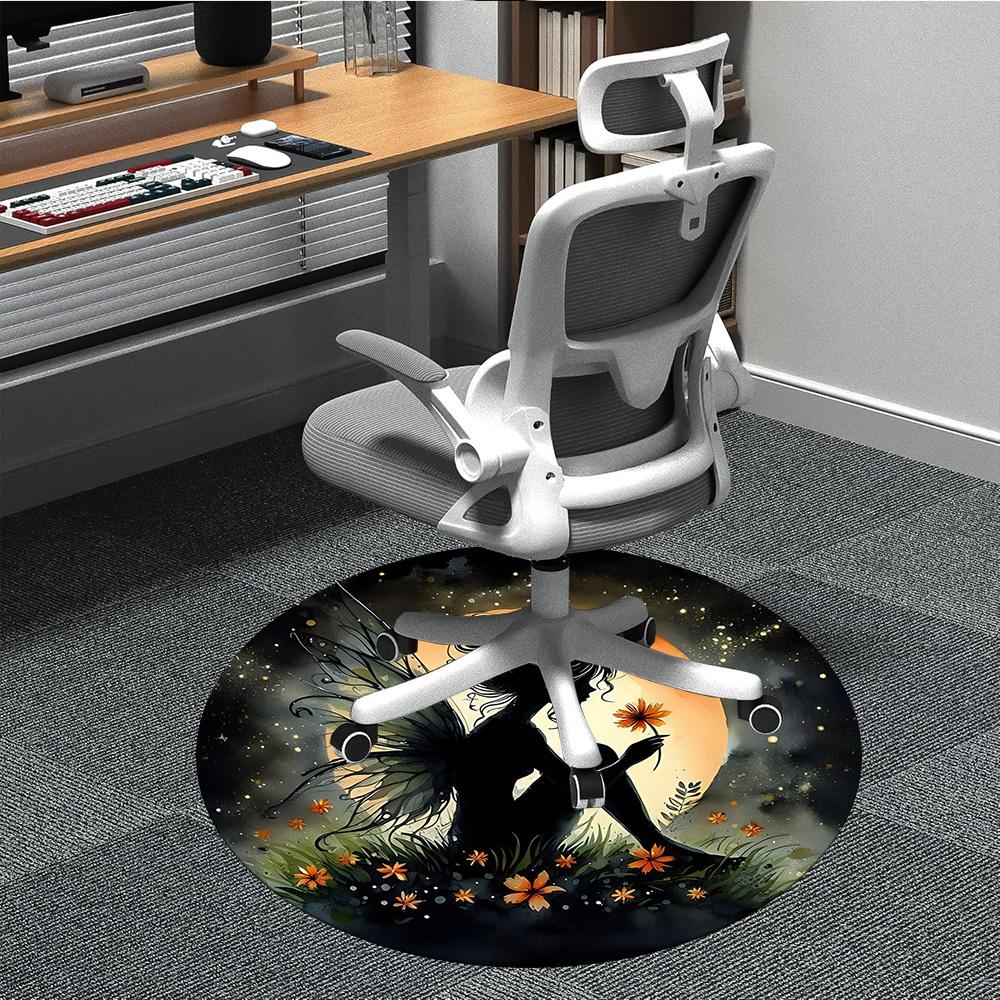 

1pc Fairy Bloom Office Round Area Rug, Indoor Mat Suitable ForOffice, Under Office Chairs Bedroom Living Room Home Decor, Room Deco T061 80cm by 80cm