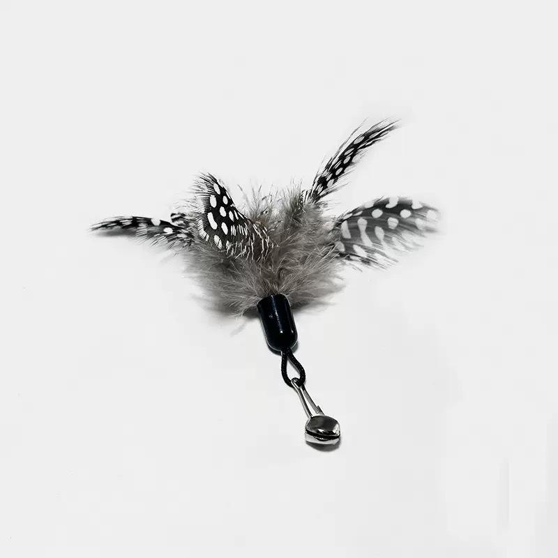 Interactive Cat Teaser Wand with Feather & Bell Replacement Heads - Durable, Bite-resistant Pet Toy