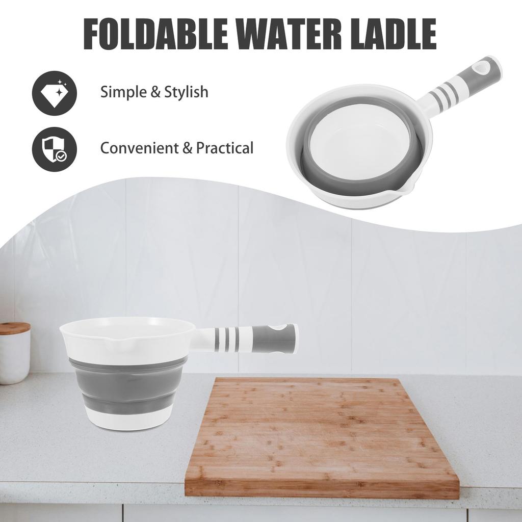 1Pcs Wide Mouth Foldable Water Ladle Smooth Edge Design Leak Proof Kitchen Utility Scoop for Laundry Car Washing Water Handling