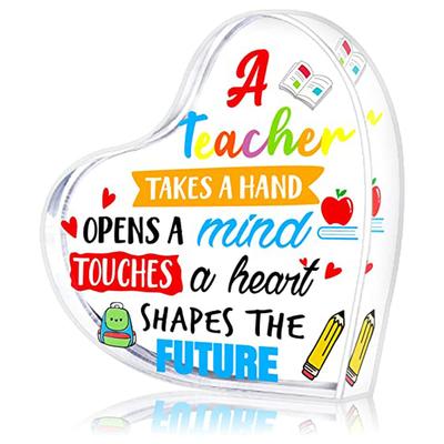 Heart-Shaped Teacher Appreciation Desk Decor Sign, Inspirational Quote Office Decor, Perfect for Teacher'S Day, Graduation, Back To School, and Thank