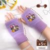 Kpop Women's Fingerless Knitted Gloves - Versatile Warm Plush Autumn/Winter Half-Finger Hand Socks, Solid Color for Students.