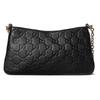 GG Emblem Körniges Leder Handtasche, Umhängetasche Klein Damen Schwarz 815277-AAEEM-1000