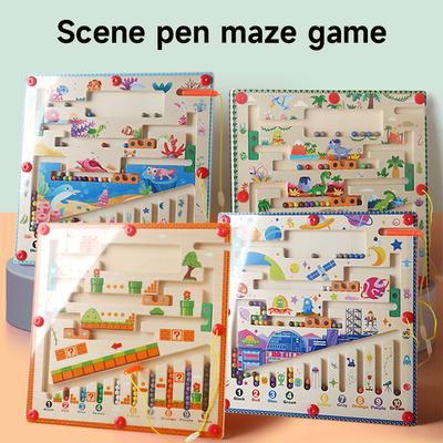 Lernspielzeug für Kinder, magnetisches Farb- und Zahlenlabyrinth aus Holz, farblich passendes Holzspielzeug, Geschenk für Kinder