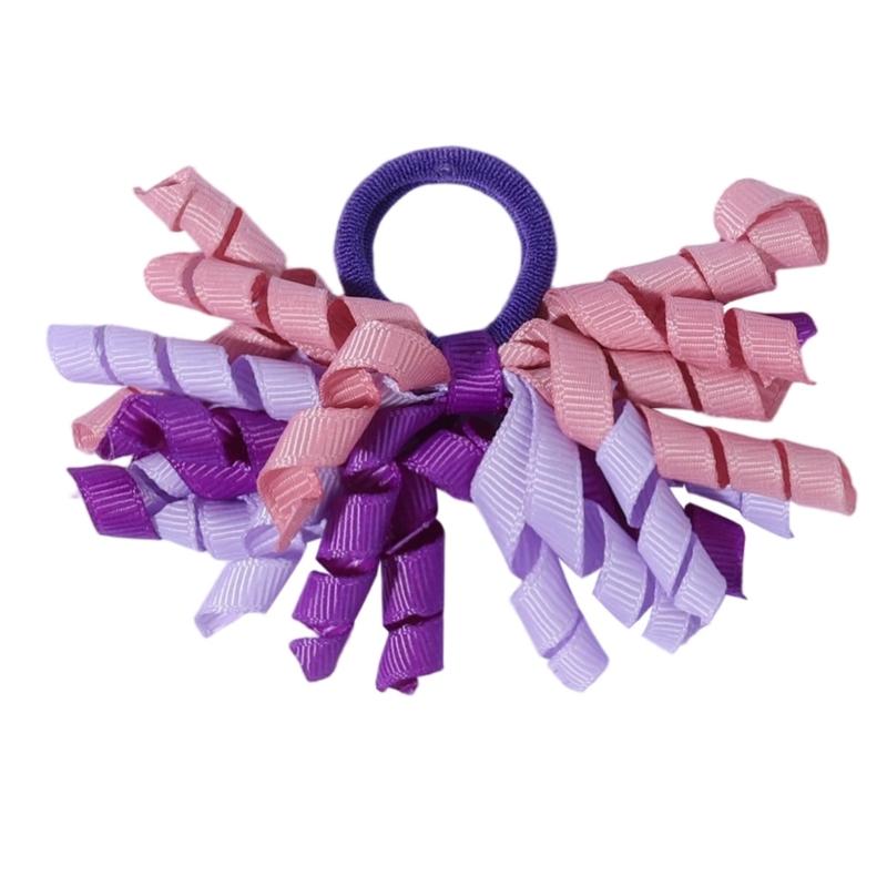 

1 Pair Purple Hair Clip for Girls Curly Ribbon Design Rainbow Colors Suitable for Daily and Special Occasion 1