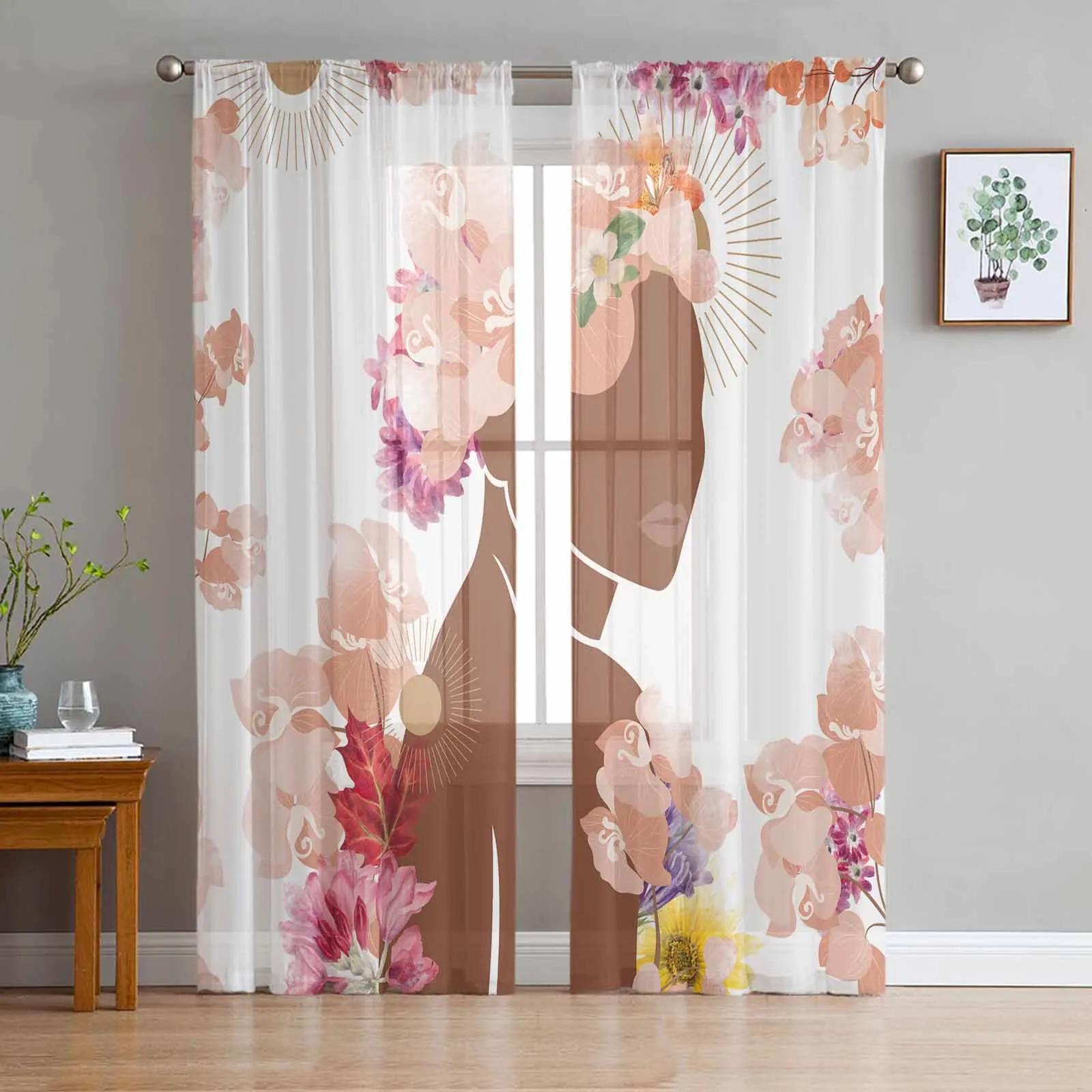 

Косметический лак для макияжа, женские прозрачные тюлевые шторы с героями мультфильмов для гостиной, спальни, современная вуаль, шторы из органзы, шторы W135 x H115cm x1&Grommet Top