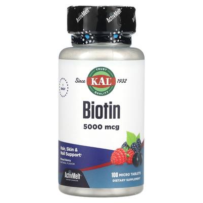 Biotin, Gemischte Beere, 5.000 mcg, 100 Mikrotabletten