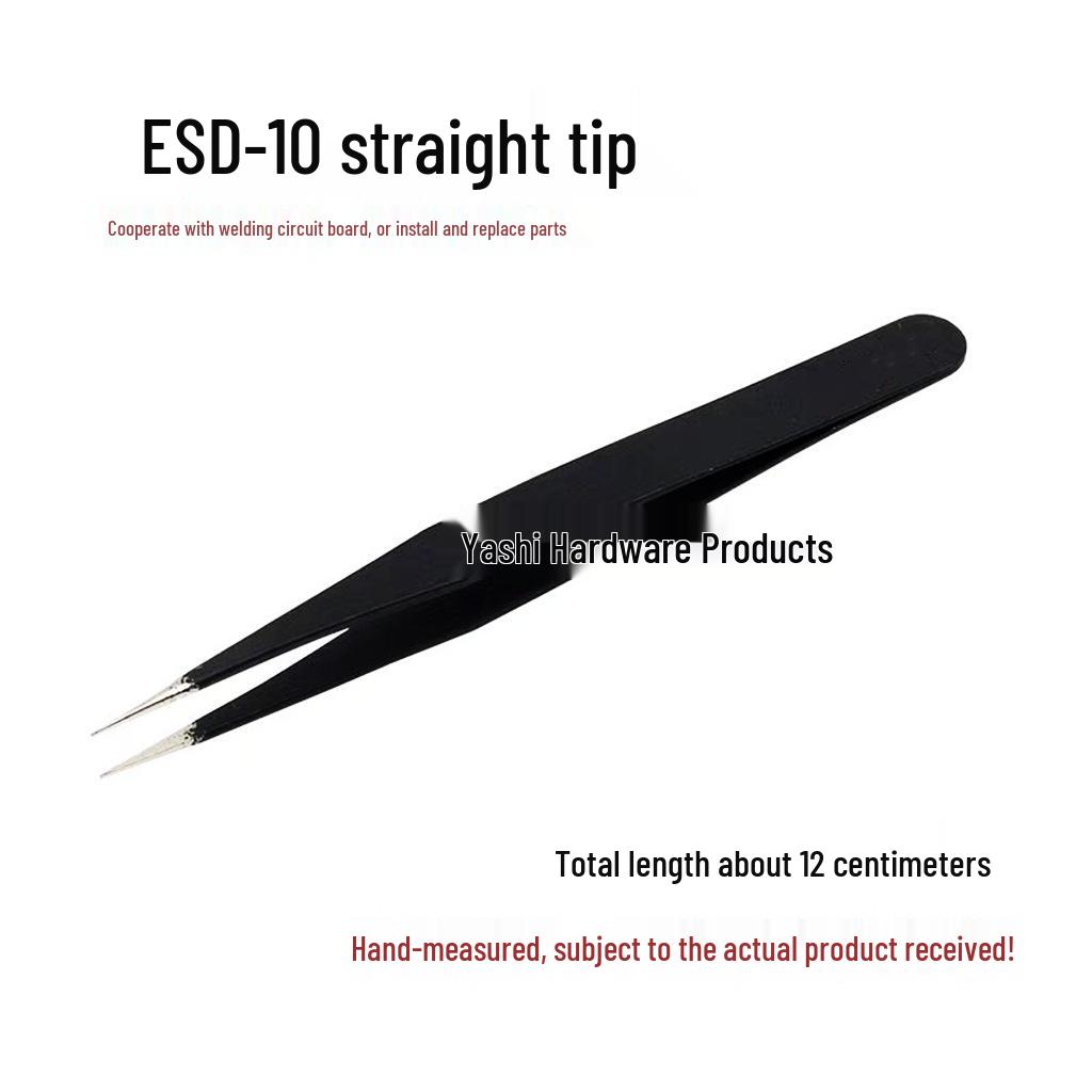Black Anti-Static Stainless Steel Curved Tip Tweezers Set for Nail Art, Journaling, and Repairs