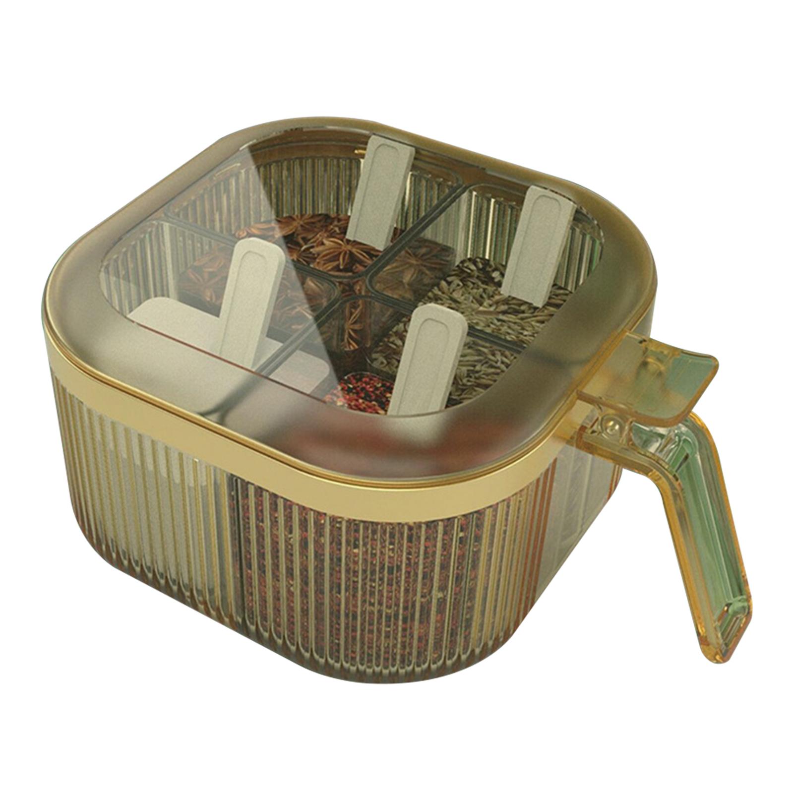 4 Compartments Seasoning Box With Lid Detachable Clear Condiment Spice Container