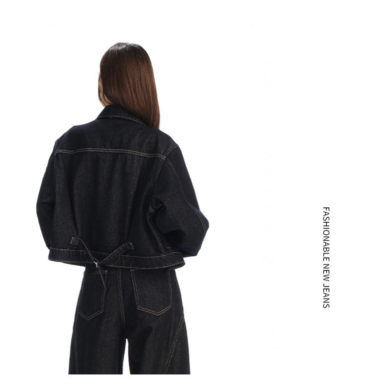 Young Orange Contrast Stitching Denim Jacket – Women's Loose, Slimming, and Versatile Fashion Top