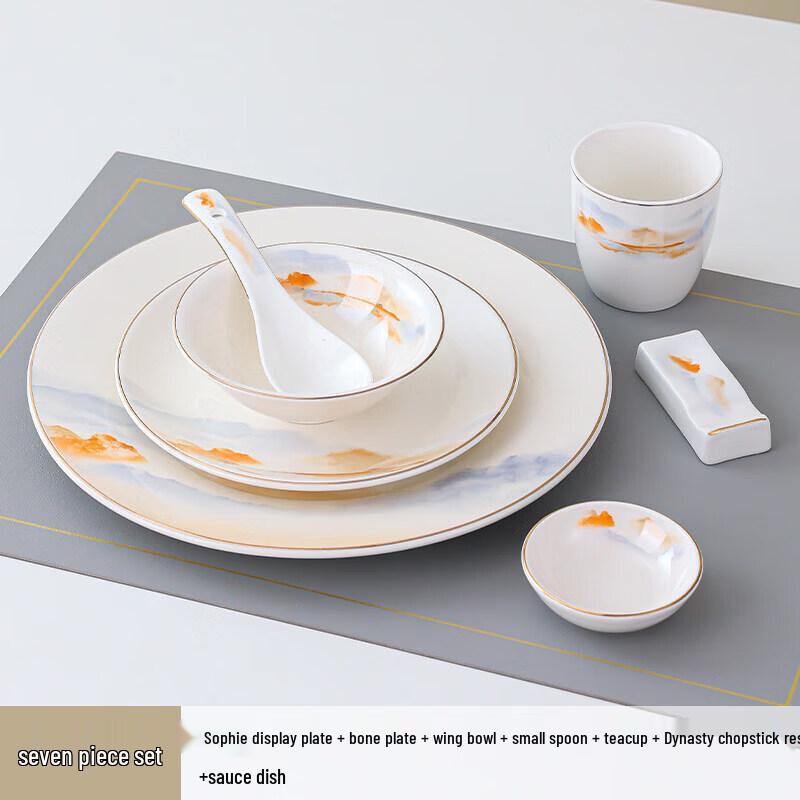 New Chinese Style Lake & Mountain Ceramic Dinnerware Set