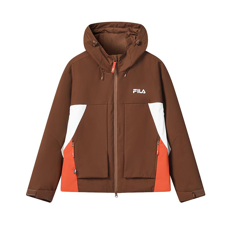 

FILA Original Fashion Retro Casual Versatile Soft Comfortable Two-Piece Down Jacket Women outerwear Magnolia-Brown F11W549913FBN L