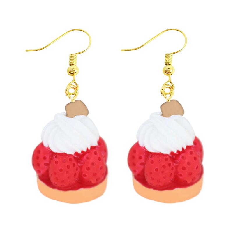Women Earring Resin Drop Funny Custom Cute Girls Eardrop Kids Chocolate Strawberry Hamburger Dog Mushroom Broccoli Coffee