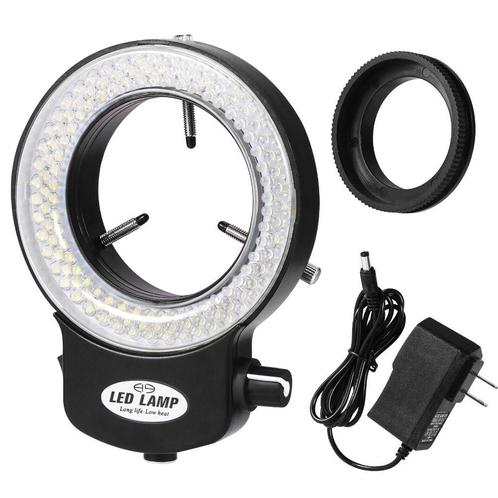 Black White 144 LED Ring Light Non-Flickering Microscopes Protective Cover Cameras