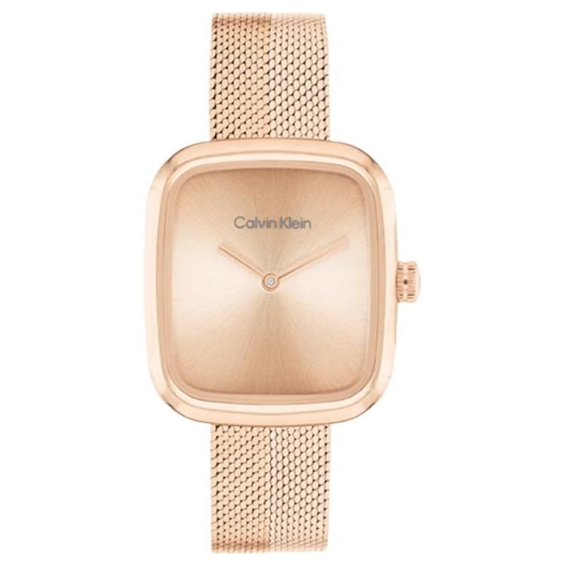 CALVIN KLEIN watch quartz movement stainless steel strap 26.7mm gold dial men's watch 30 meters waterproof 25100101