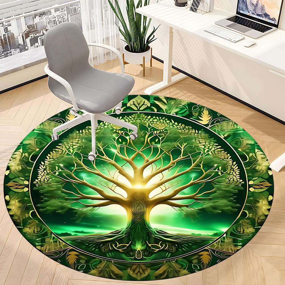 1pc Tree of Life Mandala Chair Carpet for Office Non-Slip, Machine Washable Rug for Office - Holiday DecorMachine Made yy251029026