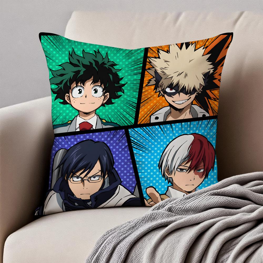 Inspirational Dynamic MMy Hero Academias Cushion Cover Pillowcase Antidustmite Invisible Zipper Short Plush Sofa Cushion