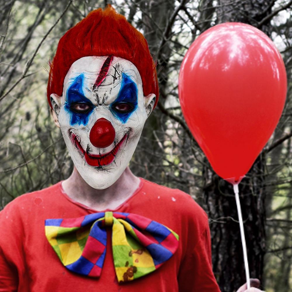 Smiling Clown Ghost Movie Horror Costume Prop Latex Full Face Makeup Headgear Halloween Easter Party