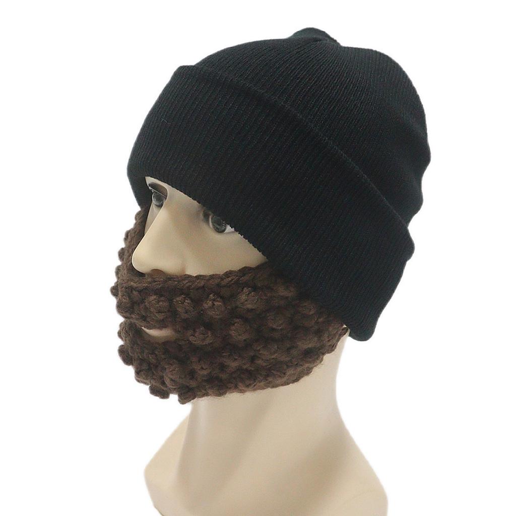 Funny Men Women Knit Bearded Hats Handmade Wig Winter Warm Ski Mask Beanie Christmas Halloween Caps