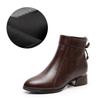 Women's Autumn PU Leather Thick Heeled Short Boots with Pointed Embossing Elegant Mid Size Matching Boots