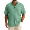 Men's Summer Solid Color Lapel Short-Sleeved Shirt Men's Casual Fashion Short-Sleeved Shirt