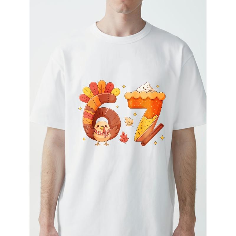 Funny Thanksgiving T-Shirt Featuring a Meme about Turkey Day, with The Number 67. S белый