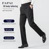 FAPAI Men's Stretch Business Casual Mid-Waist Trousers