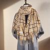 Korean Style All Match Fashion Plaid Scarf for Women Autumn and Winter New Student Warm and Cold Proof Tassel Shawl Scarf