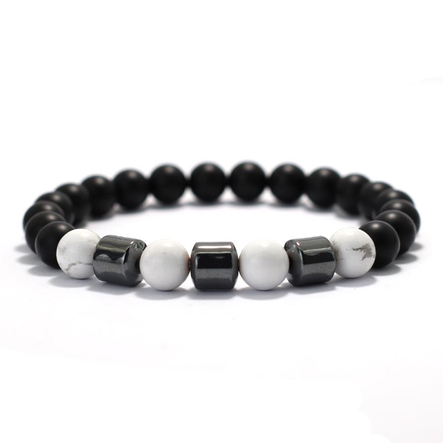 Pánský náramek 8mm Onyx Howlit Hematit Léčivý Mosazný Náramek Meditace Jóga Tygří Oko Náramek Přítel Manžeta Ruční Šperk Dárek