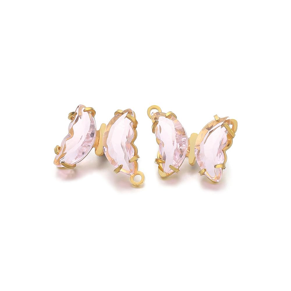 5pcs Stainless Steel Transparent Crystal Glass Butterfly Charms for DIY Jewelry Exquisite Necklace Findings Earrings Making