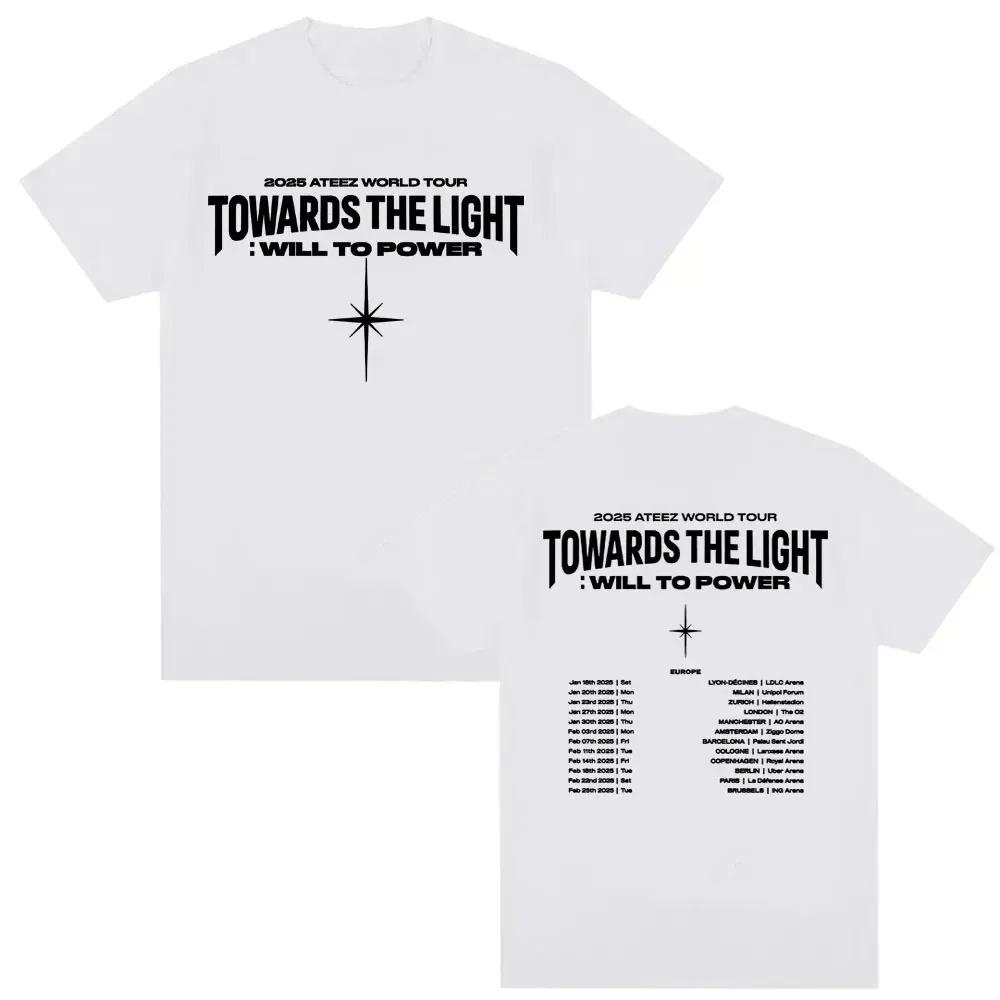 2026 Ateez World Tour Towards The Light Will To Power T Shirt Men Women's Korean Fashion Hip Hop Oversized Short Sleeve T-shirt