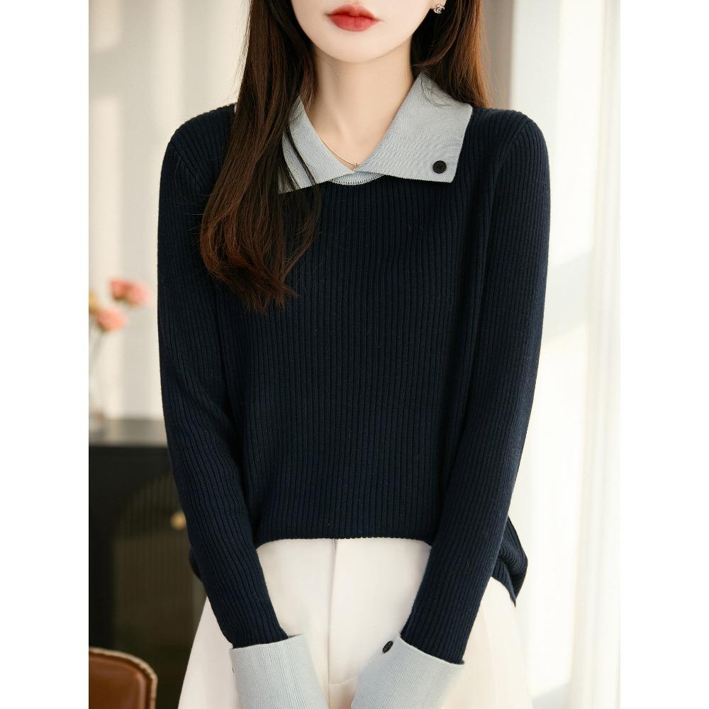 Collarless Long-sleeved Business-style Sweater with Soft and Comfortable Texture, Suitable for All Seasons and Versatile for Various Occasions.