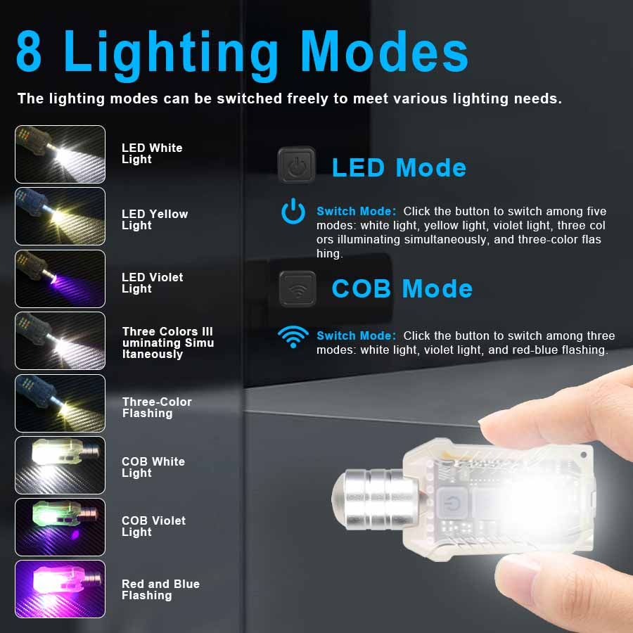 Mini LED COB Keychain Flashlight 3 Light Sources USB Rechargeable Flashlight Emergency Torch Outdoor Portable Pen Clip Lantern