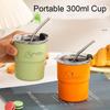 300ml Drinking Cup With Straw Portable Stainless Steel Coffee Cups Mug With Lid Heat Resistant Tea Cup Tumbler Travel Mug